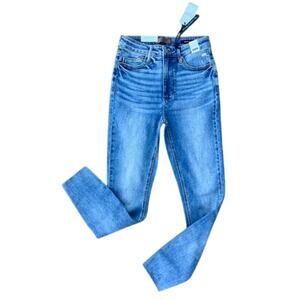 NWT Judy Blue high rise tummy control skinny frayed hems jeans size 27x29